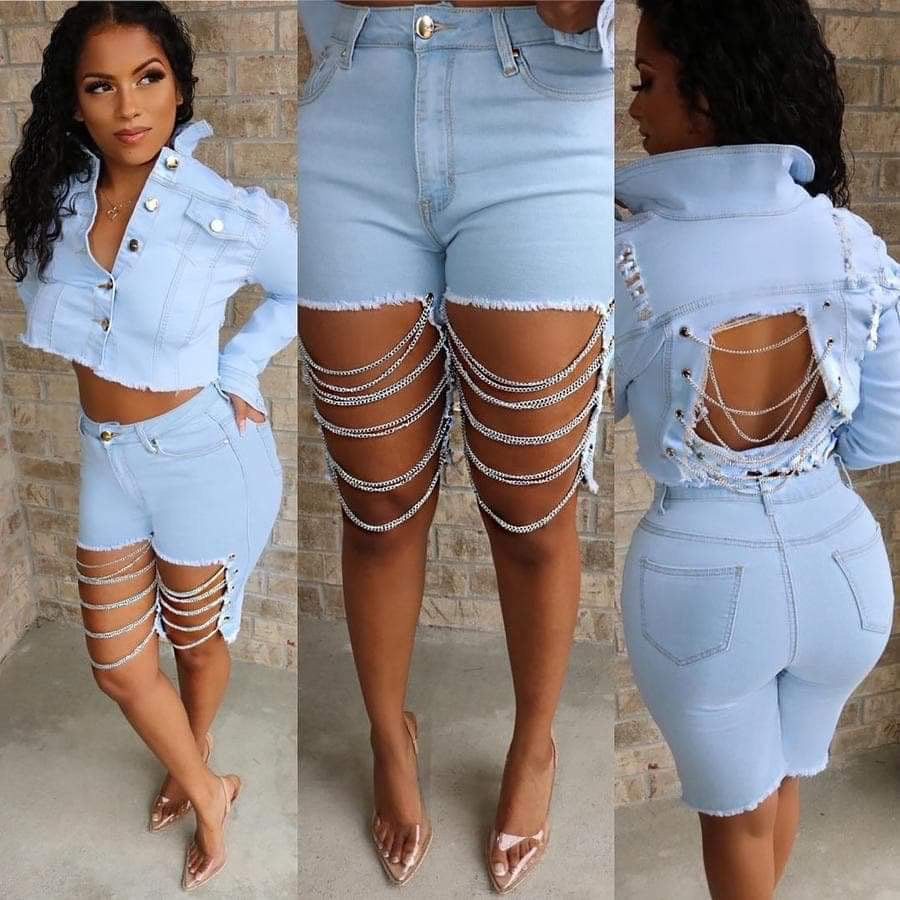 Backless Denim Sexy 2 pc set